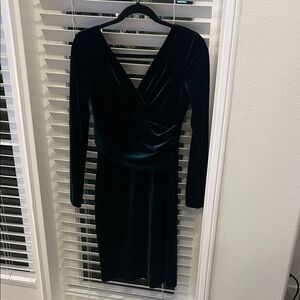 Eliza J Velvet Wrap Dress - Deep Green